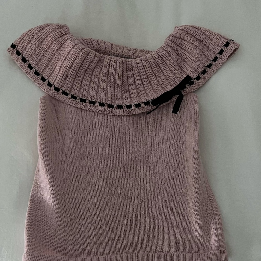 Mango Purple and Black Off-the-Shoulder Sweater